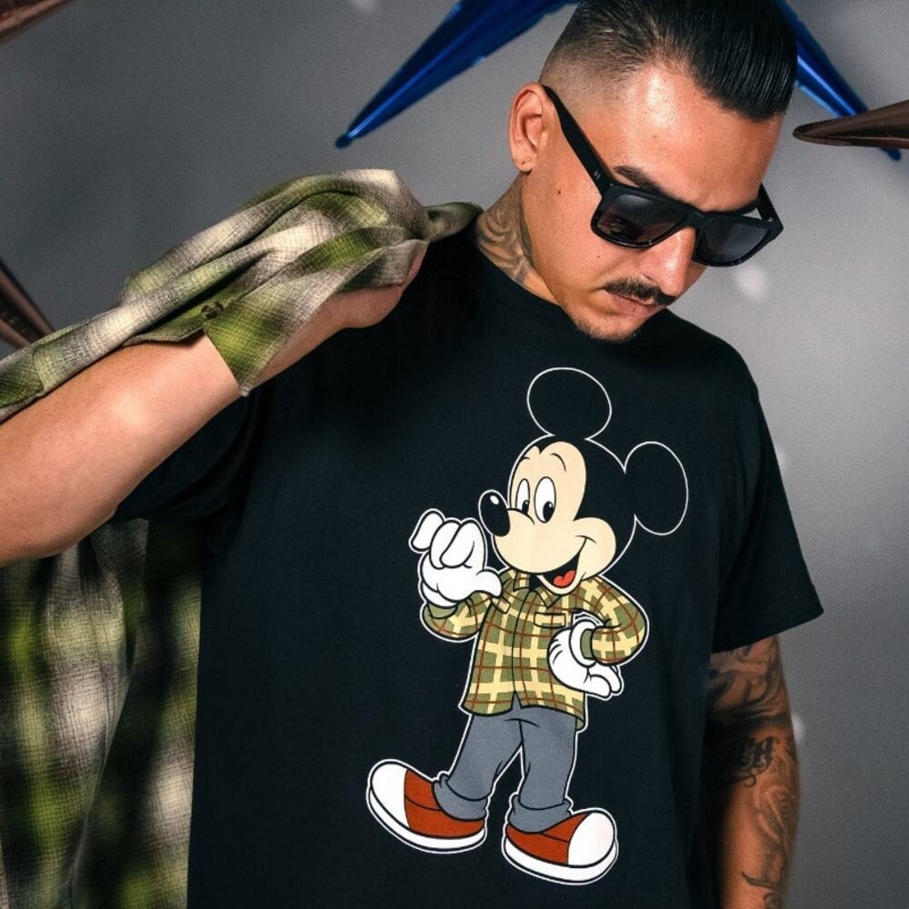 Suavecito x Disney Mickey Mouse T Shirt 2XL Black Plaid Graphic Streetwear